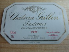 étiquette vin Chateau Grillon