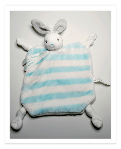 Doudou plat lapin gris - gris, blanc