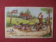 ++"1553" postcard illustrator bicycle dog duck country