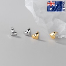 Genuine 925 Sterling Silver Solid 5mm Tiny Love Heart Stud Earrings Ear Piercing