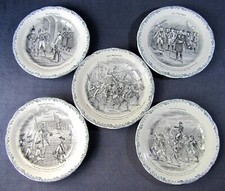 Plates HB & Cie Terre de Fer Historical Words Napoleon Henry IV Daumesnil ..