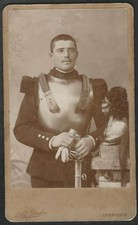 WW1-PHOTO CDV FRENCH CUIRASSIER WITH SWORD+TOP+