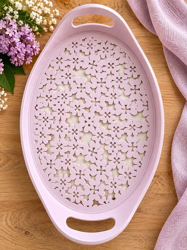 Plateau rose ovale motifs - rose,