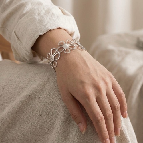 Bracelet manchette fleur - manchette,
