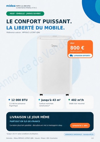 Climatiseur mobile midea 12000 - climatiseur,