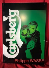  SUPERBE ET NEUVE ENSEIGNE  À BIERE CARLSBERG COLLECTOR  MOTIF VERRE !