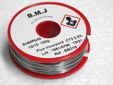 bobine fil de soudure 10/10 1mm 100g Sn60Pb40 flux incorporé CT2 2.2% BMJ ESO18