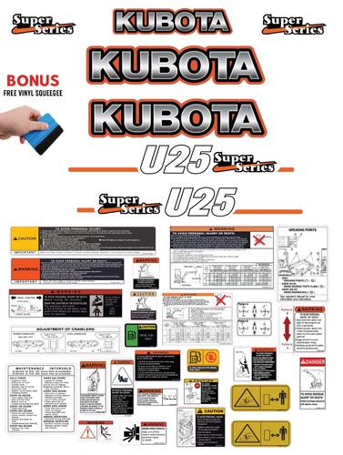 Fits kubota u25 decal - fits, kit