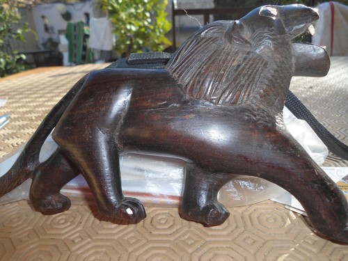 Statue lion taillé - dans, la