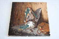 Beautiful Antique Creil & Montereau Earthenware Tile Hunting Scene 20cm x 20c