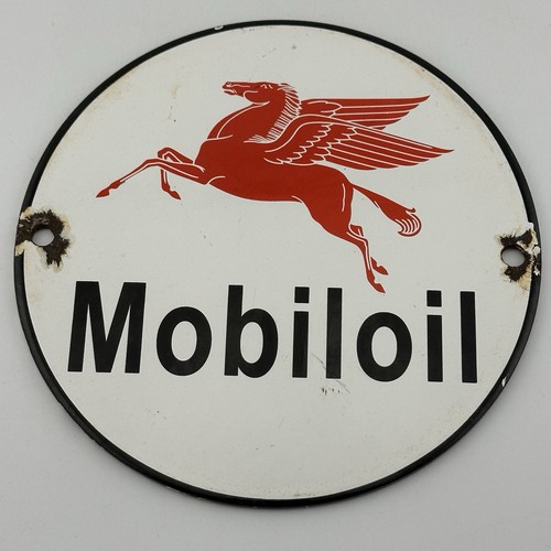 Vintage mobiloil enameled sign - enameled,