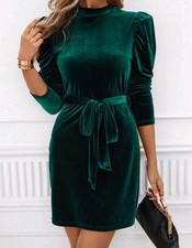 Robe en velours Vert Femme