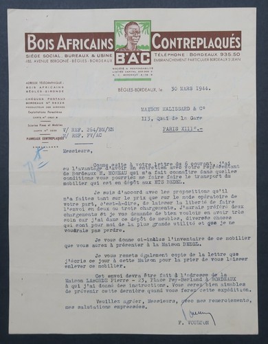 Invoice 1944 african - african, wood