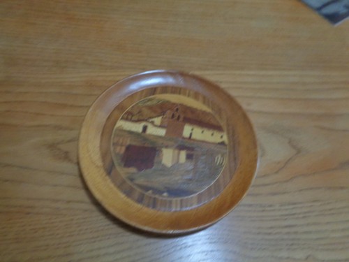 Assiette bois marqueterie - bois,