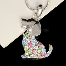Arc-en-Ciel Beagle Chiot Chien Avec Cristal Swarovski Animal Collier Bijoux