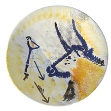 Lascaux earthenware cup signed Cerabel Sarlat 26.5cm prehistoric patterns