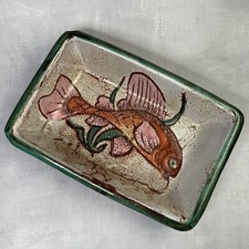 VALLAURIS DANIEL ETIENNE signé DE plat décoratif décor poisson  Dim.~24x16.5cm