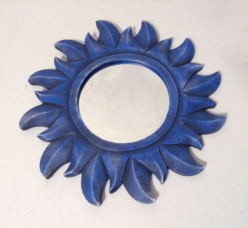 Miroir soleil bleu bois - miroir,