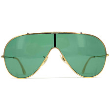 Vintage RAY-BAN " WINGS " sunglasses - USA 1980s - Gold/Green - Large - Original