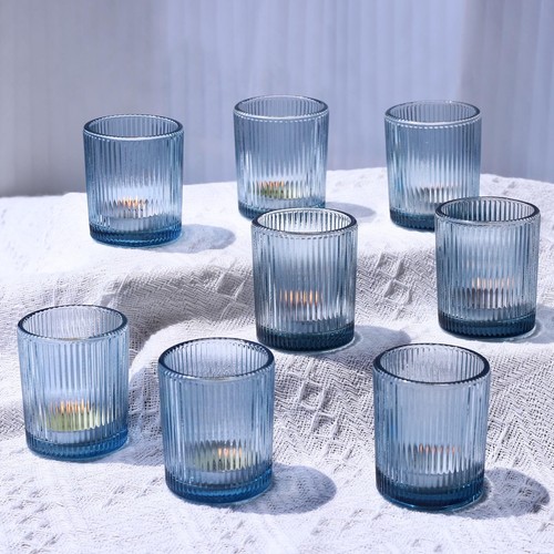 Bleu bougeoir verre thé - bougeoir,