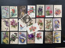 Lot 23 Cartes Postales Anciennes - Fleurs , Bouquets, Celluloïd - Vintage