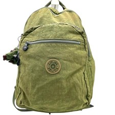 KIPLING Backpack Green Khaki A4 Storage Approved Used
