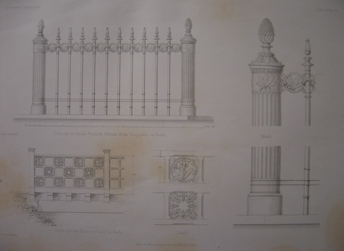 Lithographie grille fer forgé - lithographie,