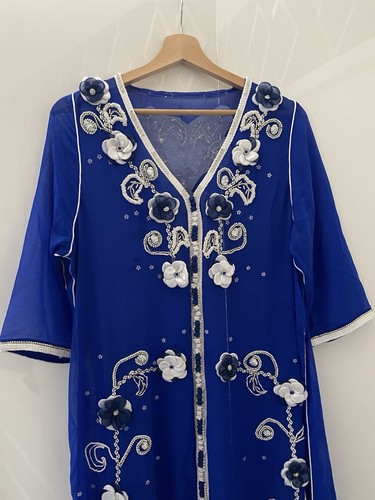Caftan marocain bleu brodé - marocain,