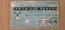 Veronique Sanson - Ticket concert n° F 364 - Zenith Paris - Mardi 28 Mars 2000