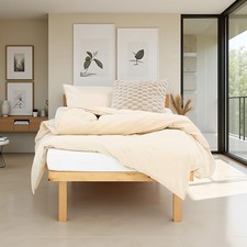 Lit en bois massif 90x200 avec sommier et matelas naturel scandinave Homestyle4u