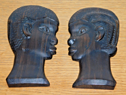 Statue tete afrique bois - statue,