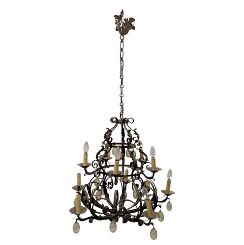 Lustre fer forgé verre - fer,