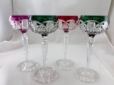 4 VAL ST LAMBERT SAATBRUCKEN PATTERN WINE GLASSES