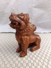 Sculpture Chien Lion En Bois