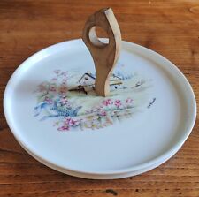 Large Vintage "L'Hirondelle" Display Plate with Wooden Handle | Tray