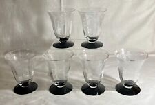 6 Morgantown Crystal With Ebony Foot Fontinelle 4 3/4" Footed Tumblers