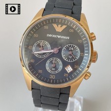 【NEAR MINT】 Emporio Armani AR5906 Chronograph Watch SILICONE STRAP from JAPAN