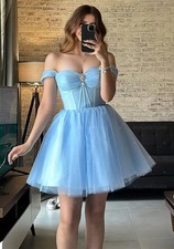 Robes De Cocktail Dress Custom Off The Shoulder Corset  A-Line Tulle Prom Dress