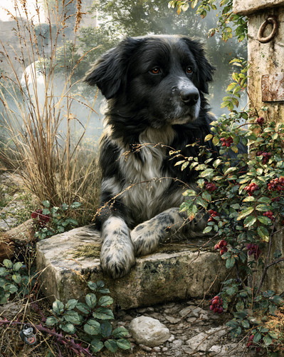 8x10 border collie beside - collie,