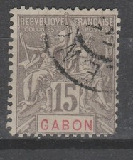 Gabon  colonie Française Sage  15  gris  num: 21  obl
