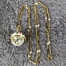 Vintage Bucherer Swiss Made Enamel Rotating Ball Mechanical Wind Pendant Watch