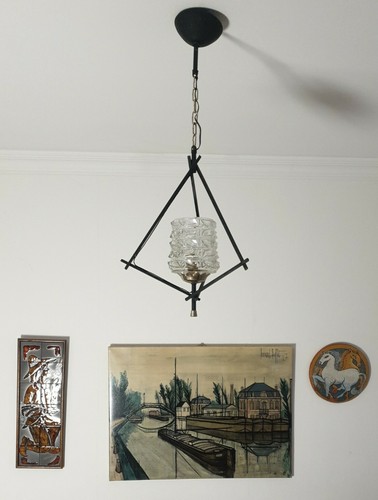 Ancienne suspension 1940 verre - ancienne,