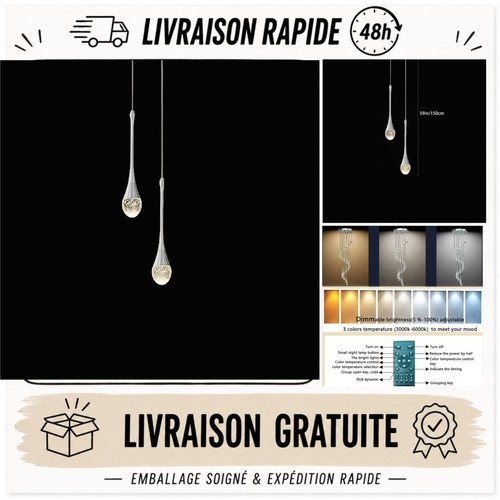 Lustre led cristal argenté - cristal,