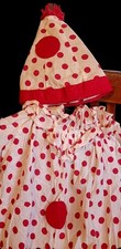 Antique 1940s Kora Shrine Circus Clown Costume Two Piece Hat Red Polkadot Suit