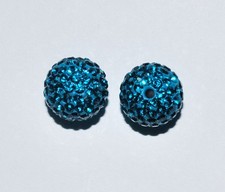 2 12mm Swarovski Crystal Pave Ball Beads Aquamarine - AS36
