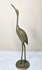 VTG Bronze Crane Figure Mid Century Sculpture 12” Egret Crane Bird Herons Patina