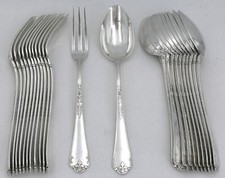 Puiforcat Fer de Lance Queue de Rat 12 couverts entremet, dessert argent Minerve