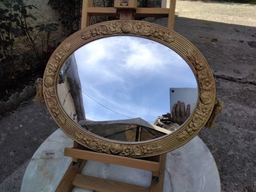 Miroir ovale bois - miroir, doré