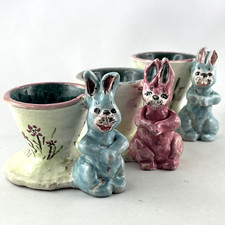 Rare, 3 Antique "RABBITS" Ceramic C. GABLE Earthenware, Vallauris...