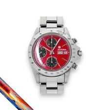 Tutima 793 Glashutte Chronograph Red Black Men's Wristwatch Automatic Day Date